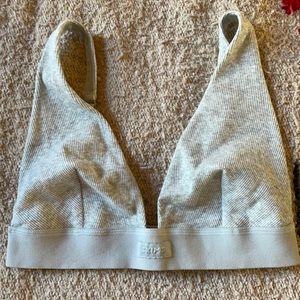 Skims Cotton Plunge Bralette light heather grey